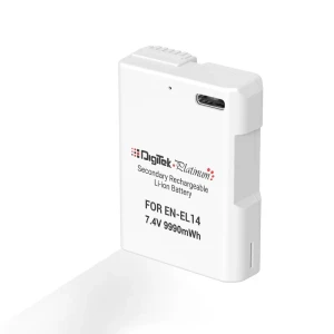Digitek® Platinum (EN-EL14 Type C) 1350mAh Li-ion Battery for Nikon DSLR Cameras with Type-C Charging Cable, for Nikon D3100, D3200, D3300, D3400, D3500, D5100–D5600, DF DSLR, and Coolpix P7000–P7800