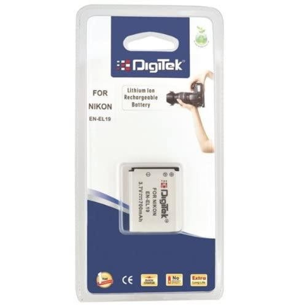Digitek® (EN-EL19) 700 mAh ENEL 19 Rechargeable Lithium Ion Battery for Nikon Camera (Black)