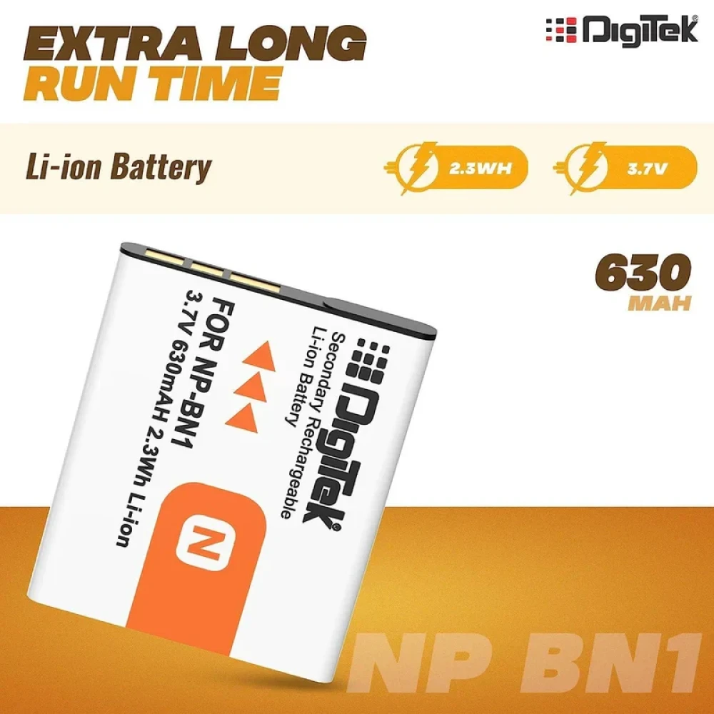 Digitek® (NP-BN1) 630 mAh Rechargeable Battery Packs for Nikon Digital Camera | Compatibility - TX7-W-390, W-380, W-370, W-350, W-330, W-310