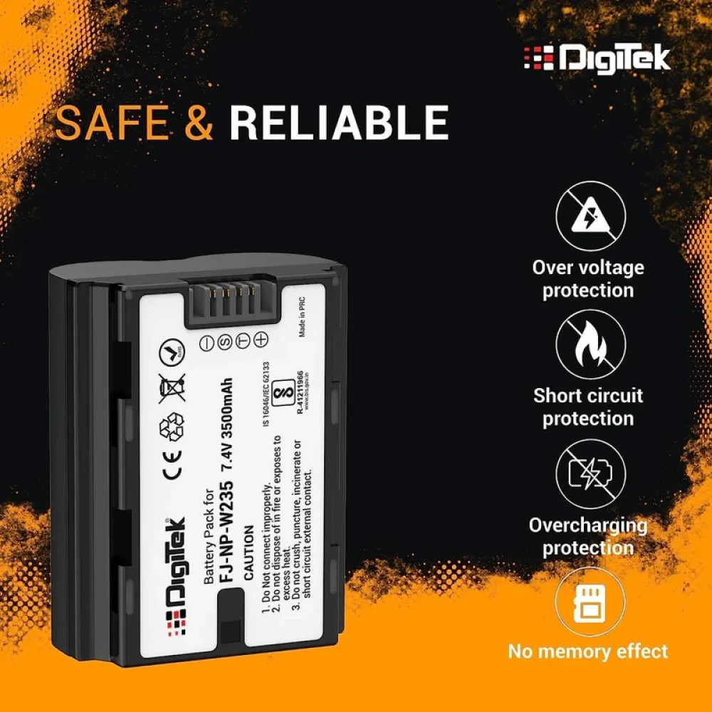 Digitek® (NP-W235) Extra Power Secondary Rechargeable Li-ion Camera Battery for NP-W235 (3500mAh)