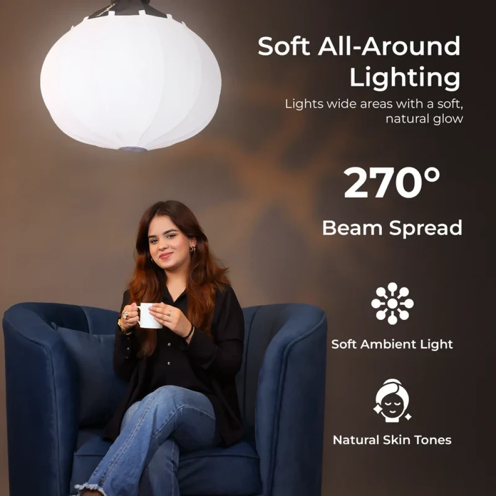 Digitek® (DLSF 65) Rounded 65cm Lantern Softbox with Bowens Mount, 270° Omni-Directional, Light Quick Setup, Click Lock Design, Optional Skirts Fabric and Metal Build