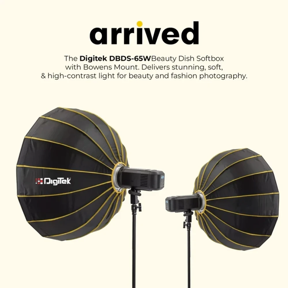 Digitek® DBDS 65W 65cm Beauty Dish Softbox (White), Collapsible, Transportable, Lightweight Bowen Mount for Photography & Studio Lighting with Removable Diffuser