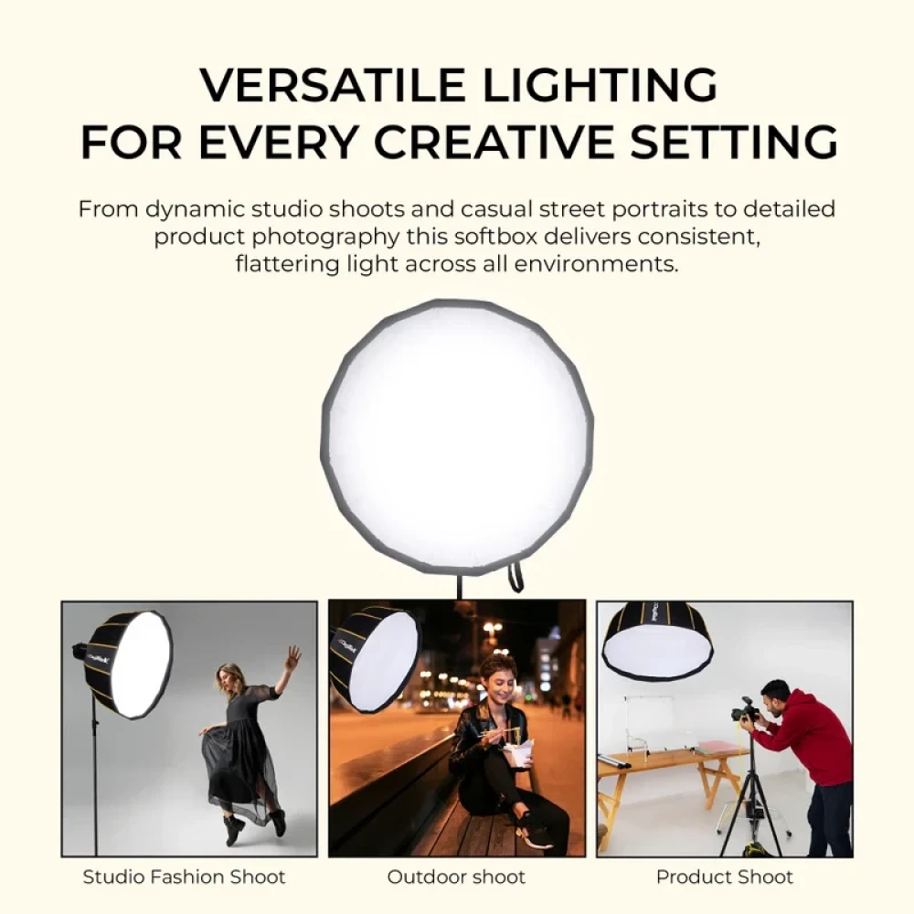Digitek® DBDS 65W 65cm Beauty Dish Softbox (White), Collapsible, Transportable, Lightweight Bowen Mount for Photography & Studio Lighting with Removable Diffuser