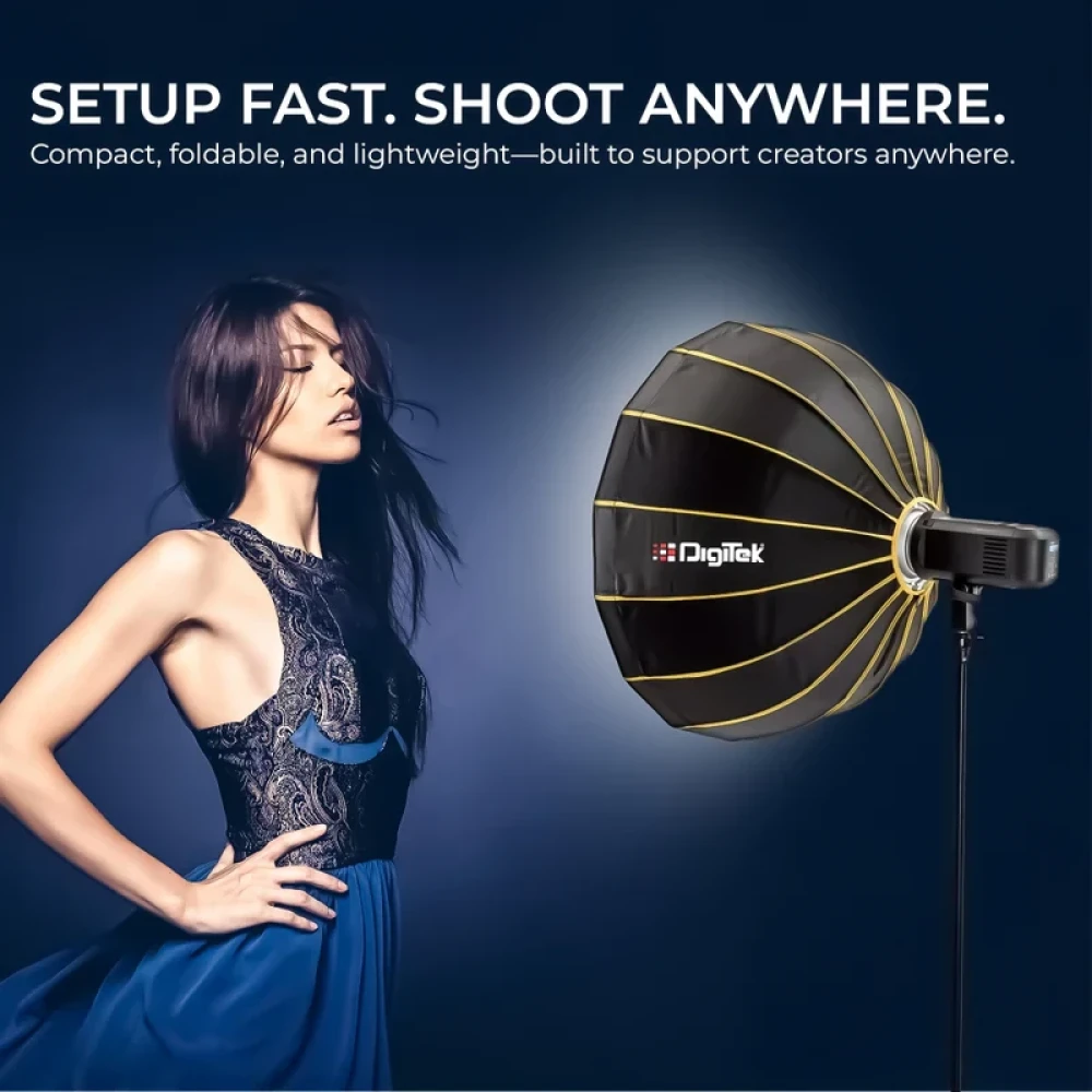Digitek® DBDS 65W 65cm Beauty Dish Softbox (White), Collapsible, Transportable, Lightweight Bowen Mount for Photography & Studio Lighting with Removable Diffuser