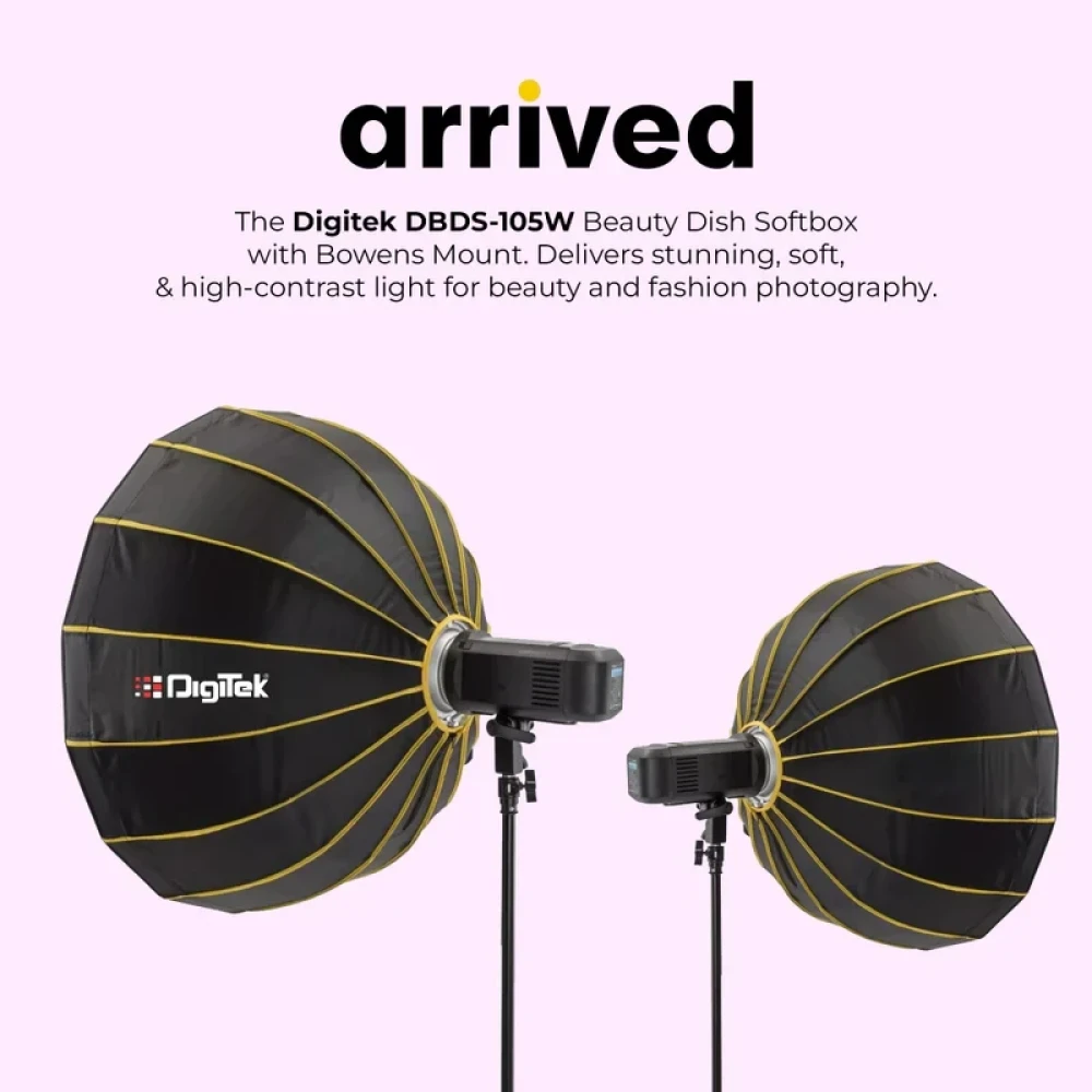 Digitek® DBDS 105W 105cm Beauty Dish Softbox (White), Collapsible, Transportable, Lightweight Bowen Mount for Photography & Studio Lighting with Removable Diffuser