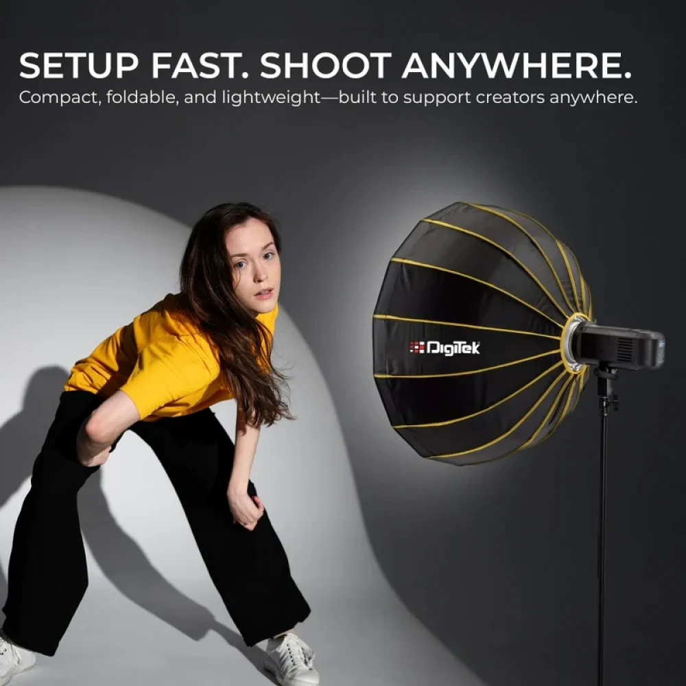Digitek® DBDS 105W 105cm Beauty Dish Softbox (White), Collapsible, Transportable, Lightweight Bowen Mount for Photography & Studio Lighting with Removable Diffuser