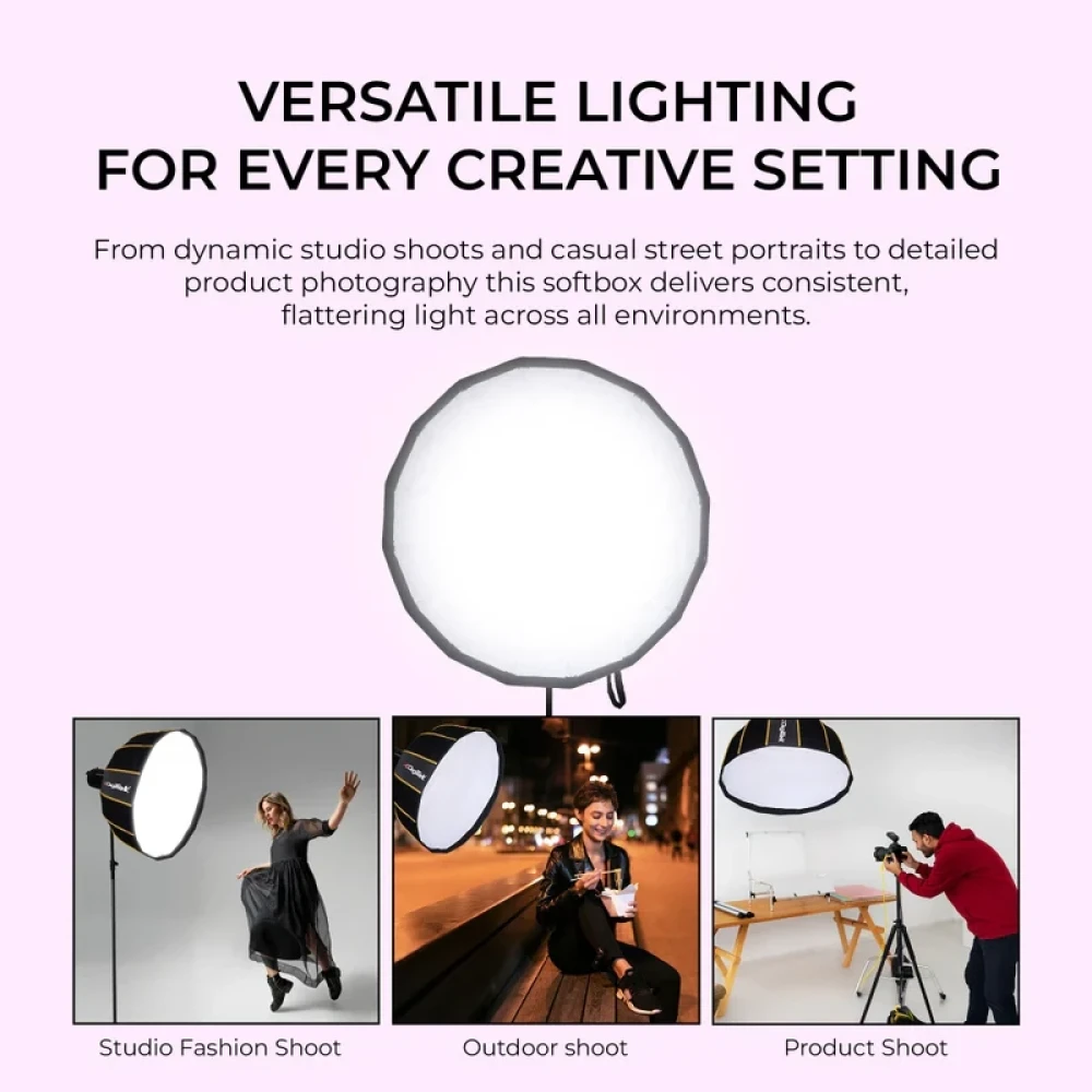 Digitek® DBDS 105W 105cm Beauty Dish Softbox (White), Collapsible, Transportable, Lightweight Bowen Mount for Photography & Studio Lighting with Removable Diffuser