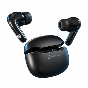 Portronics Harmonics Twins 33 ANC Truly Wireless Bluetooth in Ear Earbuds with Quad Mic ENC, Upto 50 Hours Playtime, Bluetooth 5.3V, Type C Fast Charging, Ear Buds Wireless Earphone with Mic - (Black)