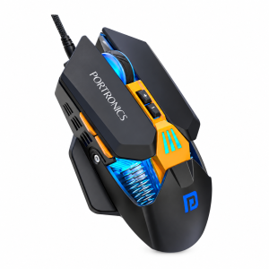 Portronics Vader 2.0 Wired Gaming Mouse, 7 Programmable Buttons, Up to 7100 DPI, RGB LED, 7000 FPS, 10 Million Clicks, USB Gaming Mouse - (Black)