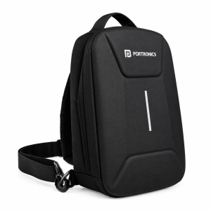Portronics Byte Mini Unisex Crossbody Sling Bag for Men & Women, Water-Resistant Hard Shell, Fits Up to 13-Inch Devices, Smart Organizer, Lightweight Ergonomic Travel Bag - (Black)