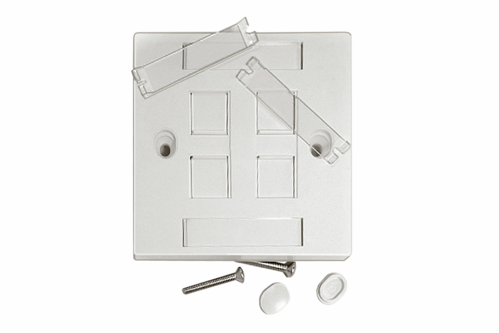 CommScope 1859059-1 NETCONNECT Faceplate, UK Style, 1-Port, Shuttered, White