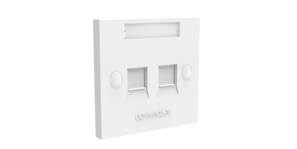 CommScope 760249251 FPS-BS-2P-W Universal Faceplate Kit | 2-Port British Standard Shuttered Faceplate | Pro White | Compatible with KJ, M & SL Series Outlets
