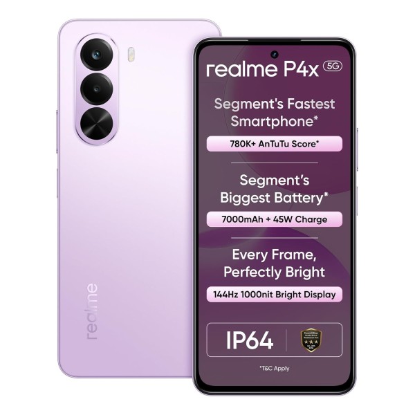 realme P4X Smartphone 6.72 inch 144Hz Display 7000mAh Titan Bettery 45W Fast Charge 6GB RAM 128GB ROM Dimensity 7400 Ultra 5G Chipset IP64 Waterproof Dual SIM