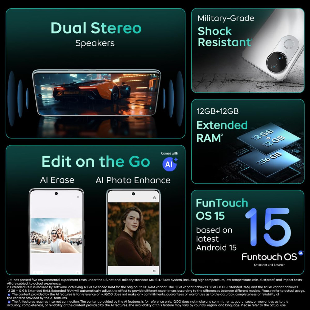 iQOO Z10R 5G (Moonstone, 8GB RAM, 128GB Storage) | 32MP 4K Selfie Camera | Quad-Curved AMOLED Display | Dimensity 7400 Processor with 750K+ AnTuTu