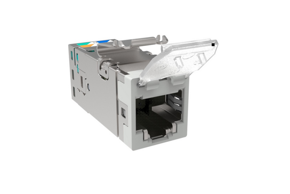 CommScope 2153365-4 SLX Series RJ45 Cat6A Shielded Modular Jack with Dust Cover, Grey, 4-Pair