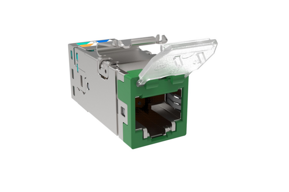 CommScope 2153365-6 SLX Series RJ45 Cat6A Shielded Modular Jack with Dust Cover, Green, 4-Pair
