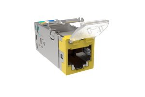 CommScope 2153365-8 SLX Series RJ45 Cat6A Shielded Modular Jack with Dust Cover, Yellow, 4-Pair