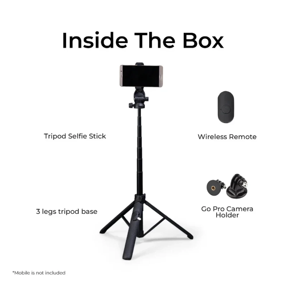 Digitek (DTR 525 SS) 160 CM Long Tripod Selfie Stick with Wireless Remote, Aluminum Rod with 3 Legs Base, 360° Head, GoPro Adapter, 7 Section Adjustment - Compatible with Phones & Action Came