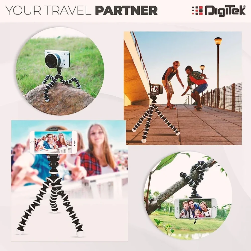 Digitek (DTR 260 GT) Gorilla Tripod/Mini 33 CM (13 Inch) Tripod for Mobile Phone with Phone Mount & Remote, Flexible Gorilla Stand for Point and Shoot & Action Cameras