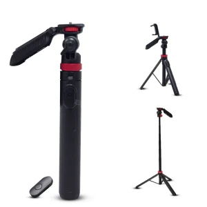 Digitek (DTR 565 SS) Tripod Selfie Stick with Wireless Remote, 360° Rotation, 7-Section Aluminum Rod, 1450mm Max Height, 3kg Load, GoPro Adapter – Compatible with Phone & Action Cameras