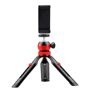 Digitek (DTR 200MT) 18CM Flexible & Portable Mini Tripod with Smartphone Holder & 360° Ball Head, 1kg Load Capacity, 2 Section Adjustment, Rubber Feet, For Smartphones, Compact Cameras, GoPro