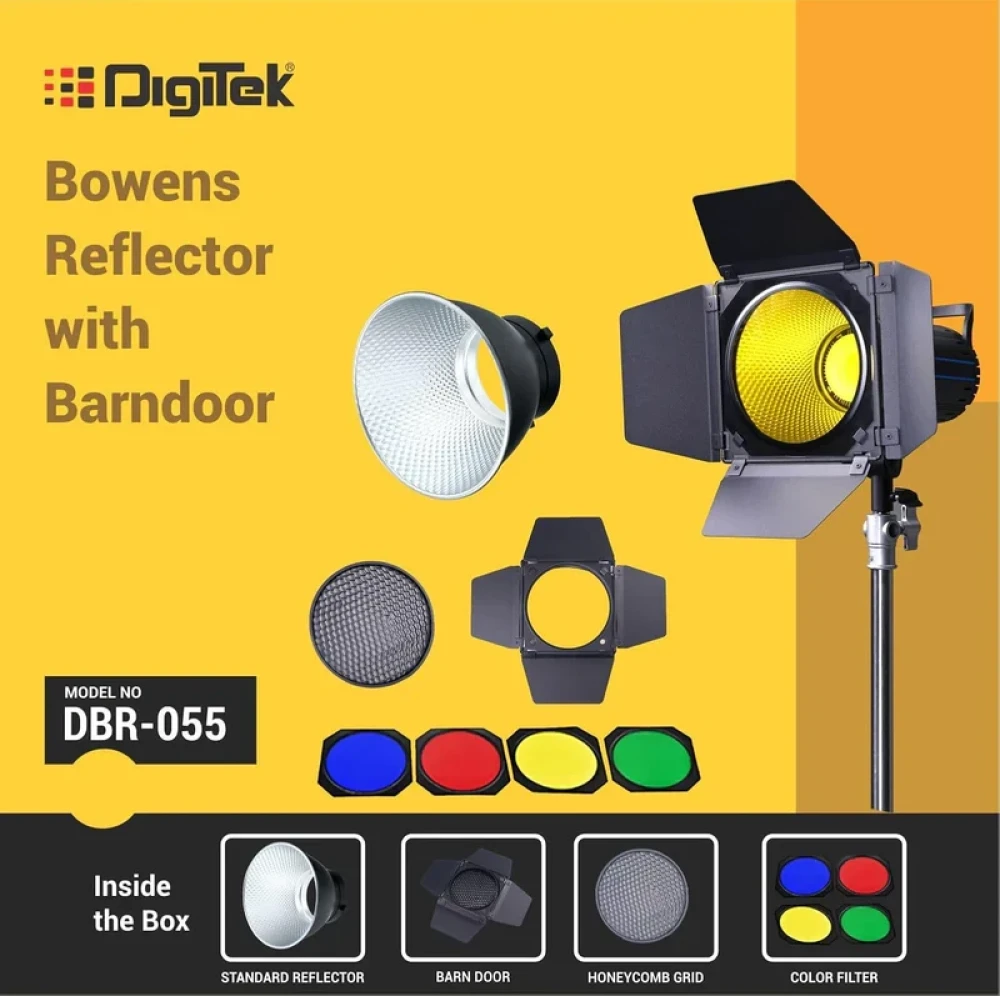 Digitek® (DBR 055) Bowens Reflector with Barndoor Combo Universally Compatible with All Flash Speedlites