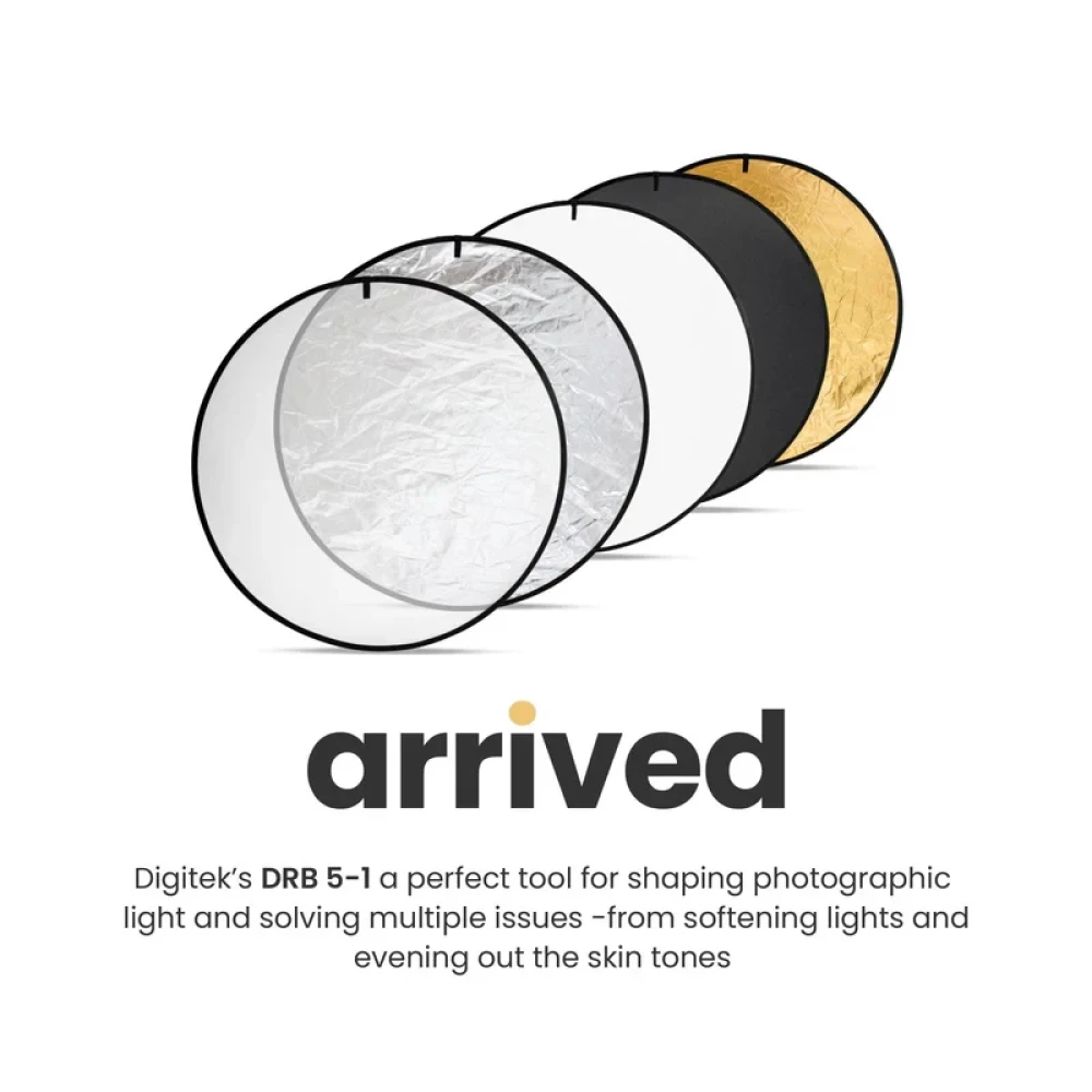 Digitek® (DRB 5-1) Camera Reflector 47-inch /120 cm 5 in 1 Collapsible Multi-Disc Light with Bag - Translucent, Silver, Gold, White and Black for Studio Photography