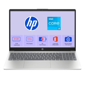 HP 15, 13th Gen Intel Core i3-1315U (8GB DDR4, 512GB SSD), FHD, Micro -Edge, Anti-Glare, 15.6''/39.6cm, Win11, M365* Office24, Silver, 1.59kg, fd0624tu, FHD Camera, UHD Graphics Laptop.