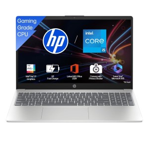 HP 15, 13th Gen Intel Core i5-13420H, (16GB DDR4, 512GB SSD), FHD, Anti-Glare, Micro-Edge, 15.6''/39.6cm, Win11, M365 Basic(1yr)* Office24, Silver, 1.65kg, fr0028TU, Camera w/Shutter, Backlit Laptop.