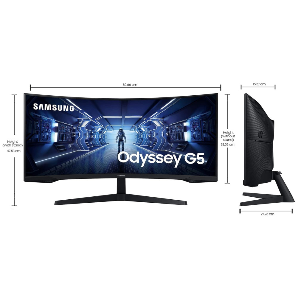 Samsung 34-Inch Odyssey G5 Curved Gaming Monitor with WQHD 3440 x 1440 Resolution, 1000R Curvature, 165Hz Refresh Rate, 1ms Response Time, FreeSync Premium & 21:9 Ultrawide Display – Black (LC34G55TWWWXXL)