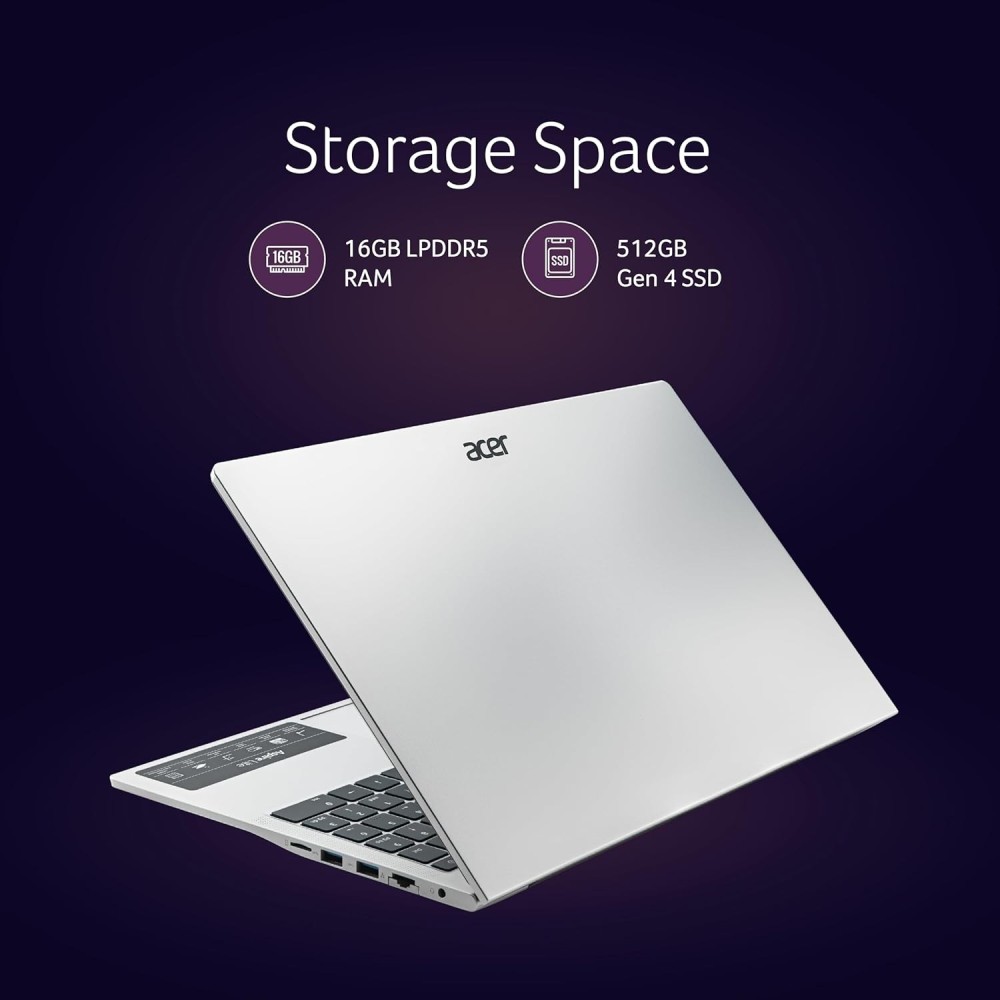 Acer Aspire Lite Intel Core i7 12th Gen 12650H - (16 GB/1 TB SSD/Windows 11 Home) AL15-52H Thin and Light Laptop (15.6 Inch, Pure Silver, 1.70 Kg, With MS Office)