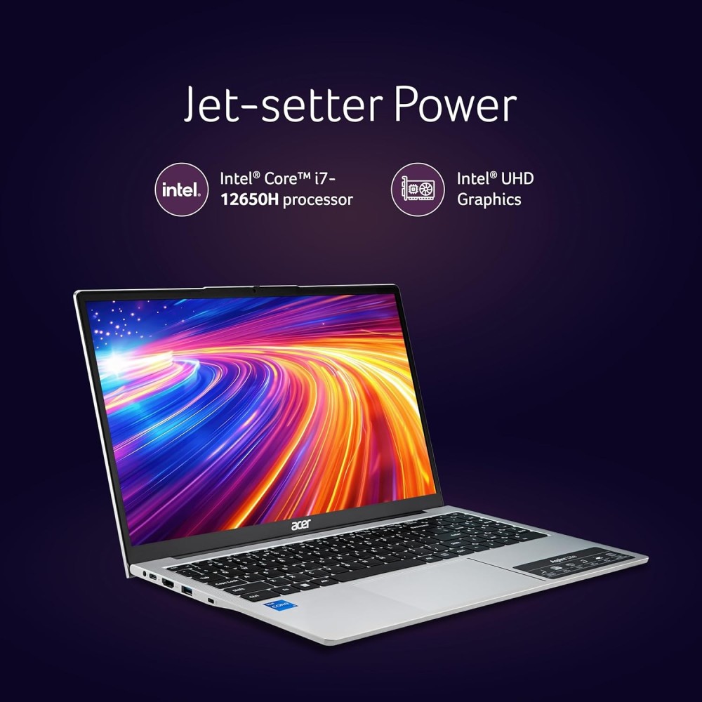Acer Aspire Lite Intel Core i7 12th Gen 12650H - (16 GB/1 TB SSD/Windows 11 Home) AL15-52H Thin and Light Laptop (15.6 Inch, Pure Silver, 1.70 Kg, With MS Office)