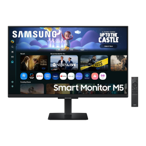 Samsung 27'' M5 Smart Monitor with Smart TV Experience|FHD 1920 x 1080|Screen Mirroring|IPS Panel TV Plus|Speakers|Adaptive Sound|Wi-Fi|HDMI|Bluetooth|LS27FM500EWXXL|Black