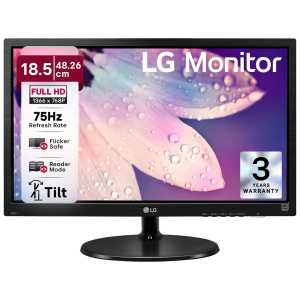 LG 19M38LB 47 cm (18.5 Inch) HD (1366 X 768) Monitor, 5 ms, 75Hz, Flicker Safe, Reader Mode, Smart Energy Saving, Black Stabilizer, D-Sub, HDMI Port, Head Phone Out, 3 Years Onsite Warranty, 