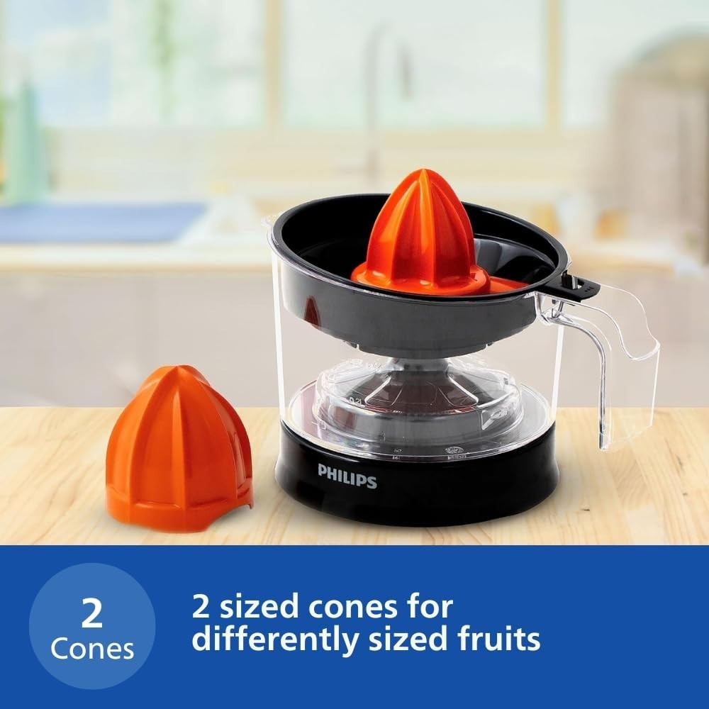 Philips Citrus Press Juicer HR2788/00 | 25W Electric Citrus Juicer | Compact Transparent Design - (Black)
