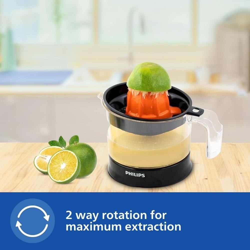 Philips Citrus Press Juicer HR2788/00 | 25W Electric Citrus Juicer | Compact Transparent Design - (Black)