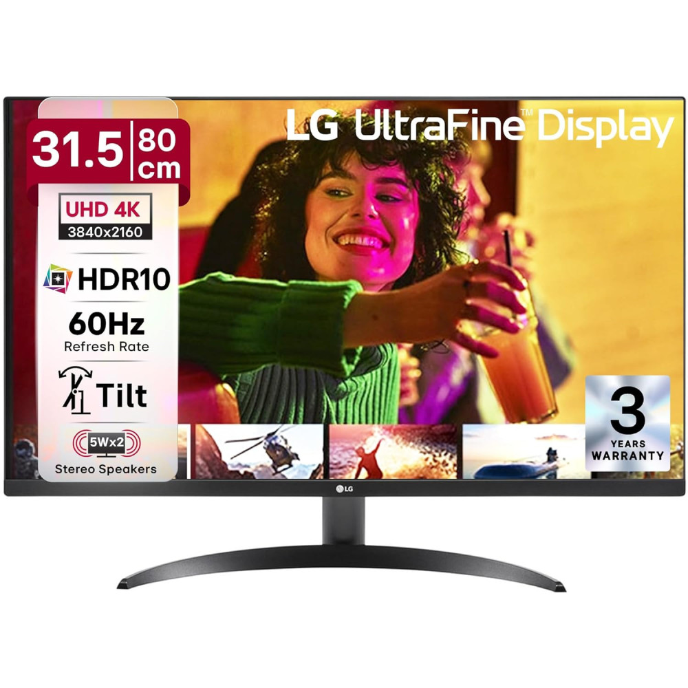 LG 32UR500K-B Ultrafine 32-inch 4K UHD (3840x2160) Computer Monitor HDR10 Built-in Speaker x2 OnScreen Control Reader Mode Flicker Safe Borderless Design HDMIx2 DisplayPort Black