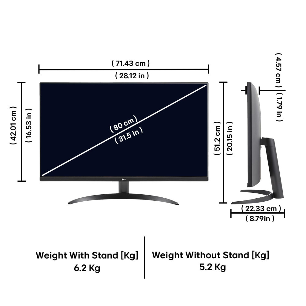 LG 32UR500K-B Ultrafine 32-inch 4K UHD (3840x2160) Computer Monitor HDR10 Built-in Speaker x2 OnScreen Control Reader Mode Flicker Safe Borderless Design HDMIx2 DisplayPort Black
