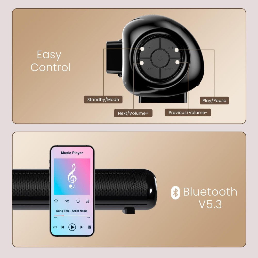 Portronics Pure Sound 108 160W Bluetooth Soundbar with 6.5-Inch Subwoofer, 2.1 Channel Home Theatre, Deep Bass, 3D Sound Effect, 3 EQ Modes, Bluetooth 5.3, Remote Control & Wide Compatibility – (Black)