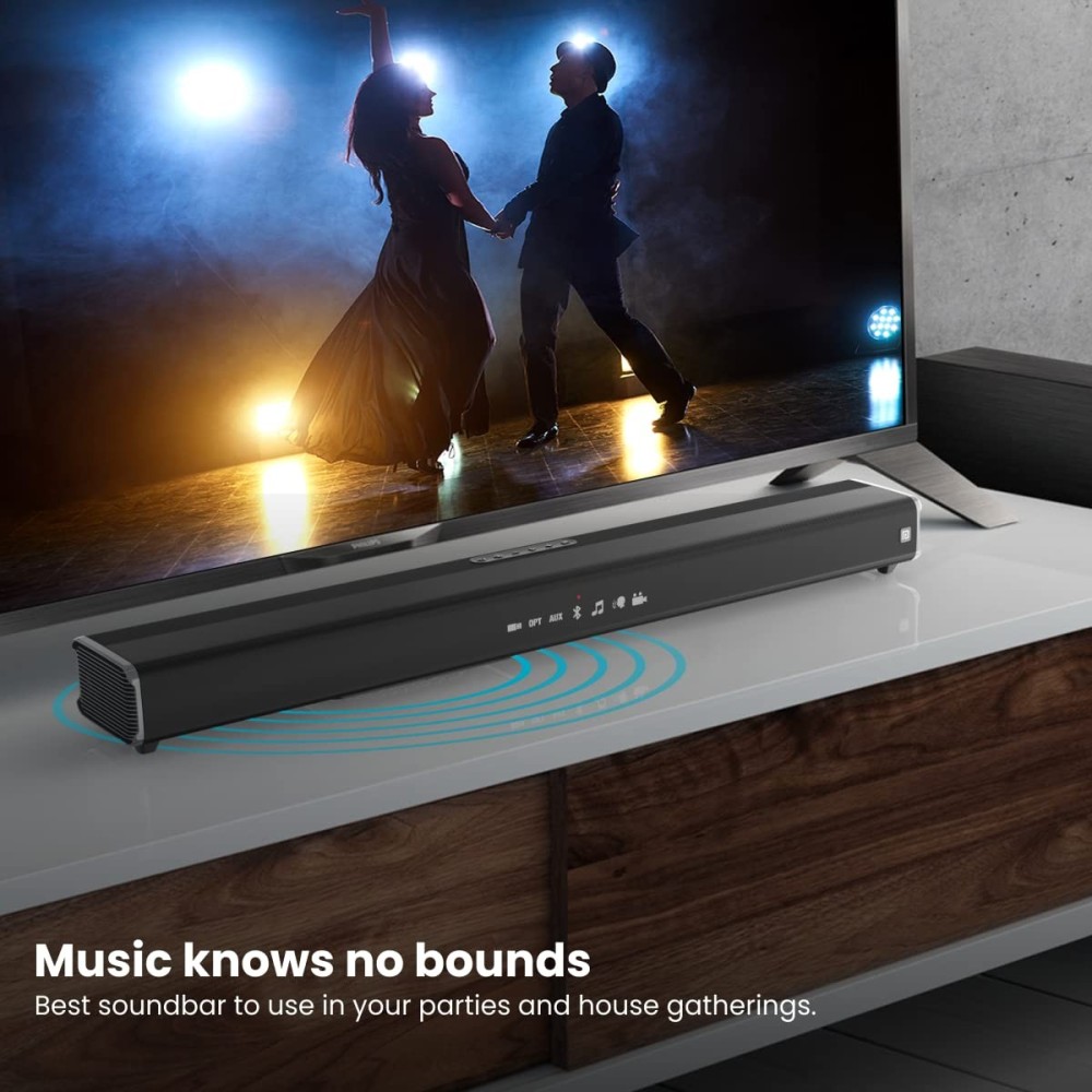 Portronics Sound Slick IV 120W Bluetooth Wireless Soundbar with Inbuilt Woofer, LED Display, 3.5mm Aux in, USB Pen Drive Input, Optical Input Port, Loud & Clear Sound(Black)
