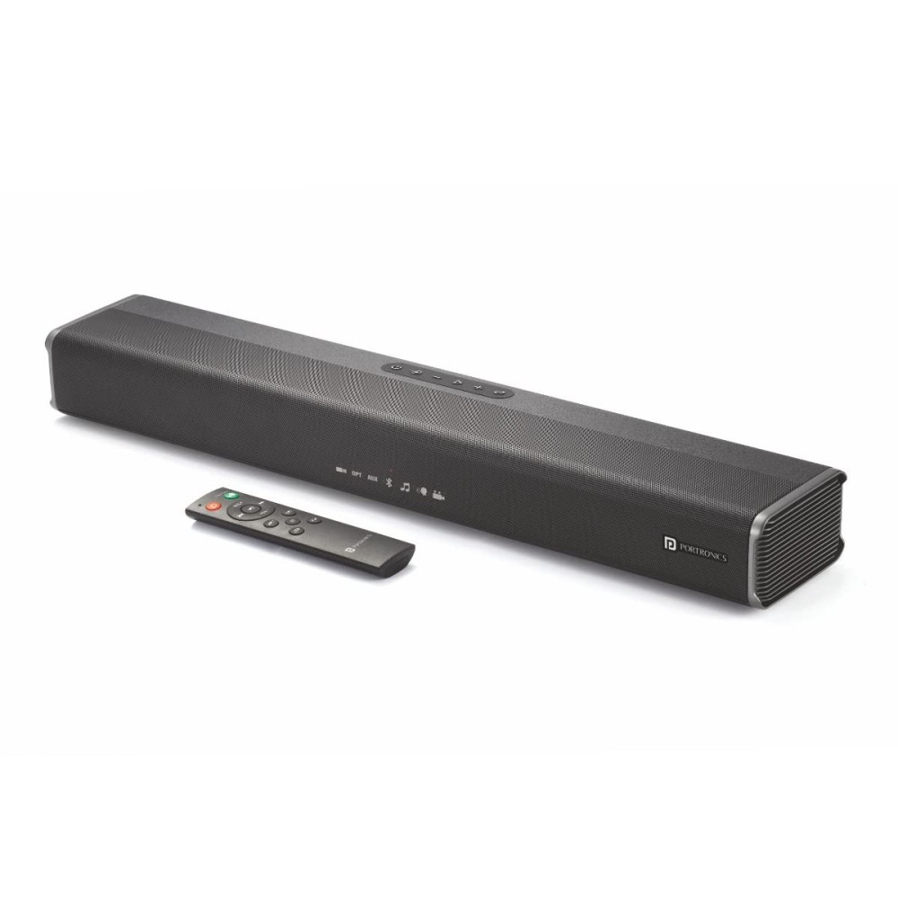 Portronics Sound Slick 5 80W Bluetooth Wireless Soundbar with LED Display, 3.5mm Aux-in, Supports USB, Optical Input Port, Remote Control(Black)