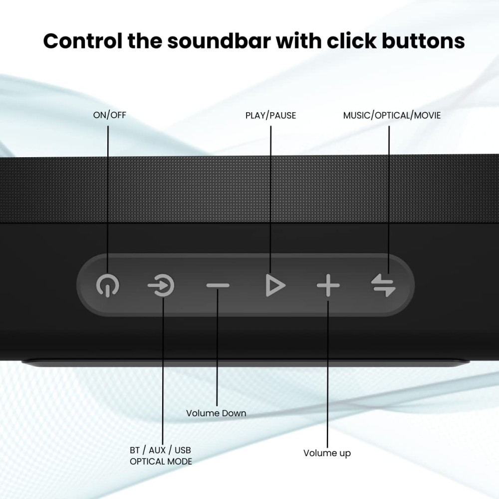 Portronics Sound Slick 5 80W Bluetooth Wireless Soundbar with LED Display, 3.5mm Aux-in, Supports USB, Optical Input Port, Remote Control(Black)