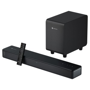 Portronics Sound Slick X 250W Bluetooth Soundbar with Wired Subwoofer for Deep Bass,2.1 Channel Home Theatre,HD Sound, EQ Modes, Touch Control, BT 5.3V,HDMI, AUX in, USB Port, Sleek Remote Control(Black)