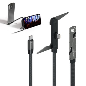 Portronics 100W Dockline Type C to Type C Cable With In Built Stand, E-marker Chipset, Strong Braided Cable, Data Sync, Compatible With Laptop, Smartphone, iPhones, Tablets(Black)