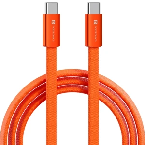 Portronics Flatro 60W Flat Design fast Charging Type C Cable, Strong Nylon Braided, Data Sync, Tangle Free Flat Design, Durable Aluminium Connector, Compatible With Type C Devices