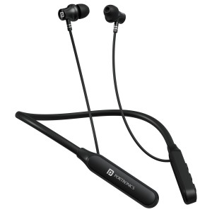 Portronics Harmonics Z14 in-Ear Bluetooth Earphone Neckband with Vibration Alert, Upto 35 Hours Playtime, HD Call Clarity, BT 6.0V, Low Latency, Type C Fast Charging(Black)