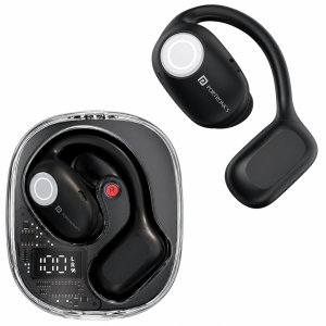 Portronics Harmonics Twins 30 Over Ear OWS Smart Wireless Earbuds with HD Mic, Secure & Flexible Earhook, Touch Control, 30 Hours Playtime, Music/Gaming Mode, BT 5.3V, LED Display, Light Weight(Black)