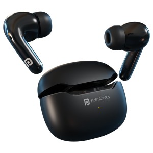 Portronics Harmonics Twins 33 ANC Truly Wireless Bluetooth in Ear Earbuds with Quad Mic ENC, Upto 50 Hours Playtime, Bluetooth 5.3V, Type C Fast Charging, Ear Buds Wireless Earphone with Mic(Black)