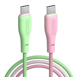 Portronics Hue X 20W Dual Tone Colour Type C to 8 Pin Fast Charging Cable for iPhones,iPads, Laptops & Other 8 Pin Devices, 480Mbps Data Sync, Premium Braided Cable