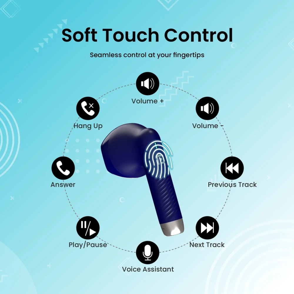 Portronics Harmonics Twins S9 True Wireless in Ear Earbuds with Upto 30H Playtime, Digital Display, 13mm Drivers, Balanced Bass, BT 5.3v, Touch Control, IPX4 Splash Resistant, Rapid Charging(Blue)